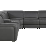 125" Dark Gray Italian Leather Power Reclining L Shaped Sectional