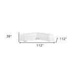 112 Inch White Italian Leather Power Reclining L Shaped Sectional