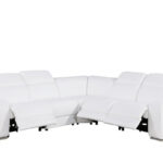 112 Inch White Italian Leather Power Reclining L Shaped Sectional