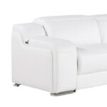 112 Inch White Italian Leather Power Reclining L Shaped Sectional