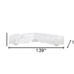 139" White Italian Leather L-Shaped Power Reclining Sectional (7-Piece)