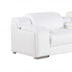 139” White Italian Leather L-Shaped Power Reclining Sectional (7-Piece)