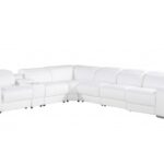 139” White Italian Leather L-Shaped Power Reclining Sectional (7-Piece)