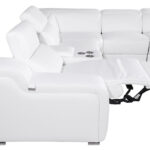 152 Inch White Italian Leather Power Reclining L Shaped Sectional