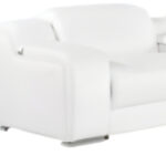 152 Inch White Italian Leather Power Reclining L Shaped Sectional