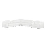 152 Inch White Italian Leather Power Reclining L Shaped Sectional