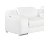 152 Inch White Italian Leather L Shaped Power Reclining Sectional