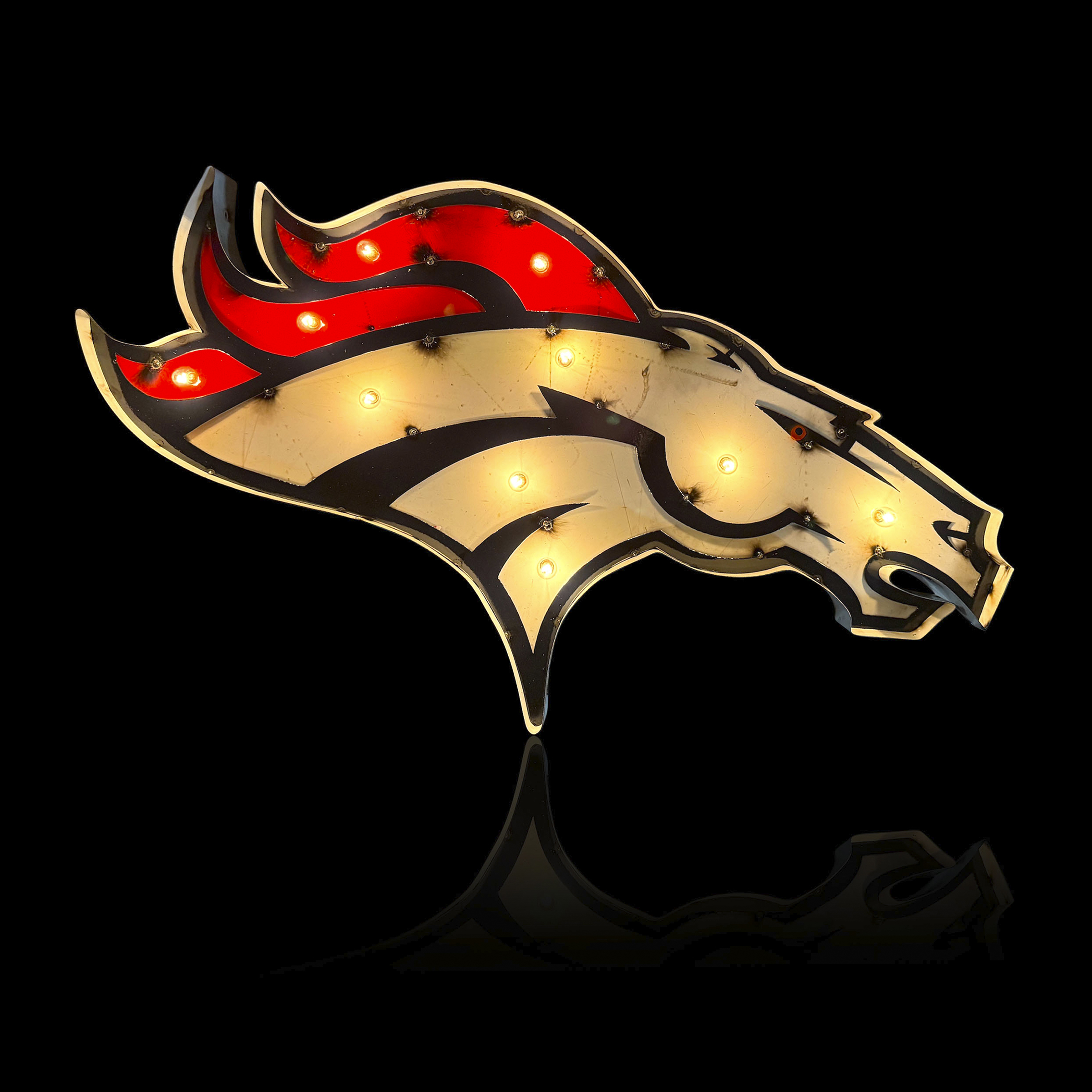 denver broncos recycled metal lighted nfl logo sign