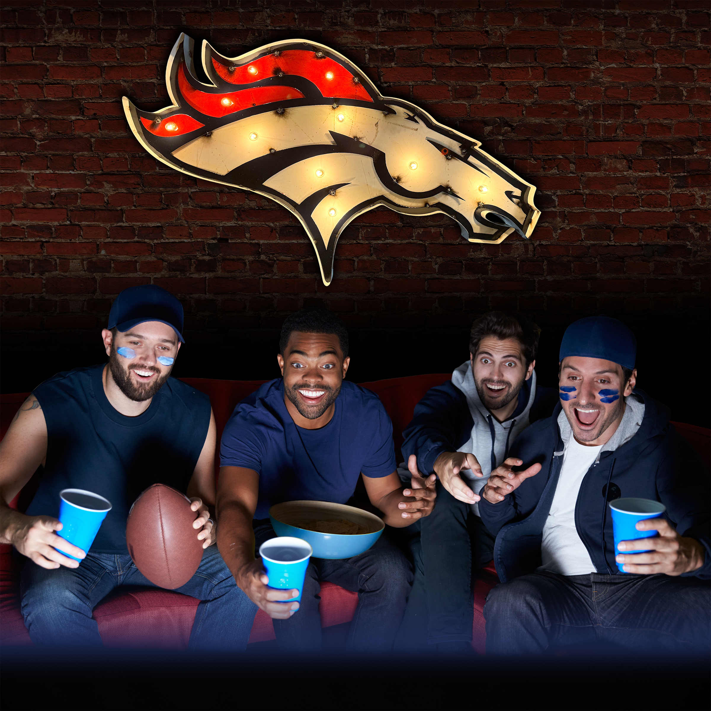 denver broncos recycled metal lighted nfl logo sign