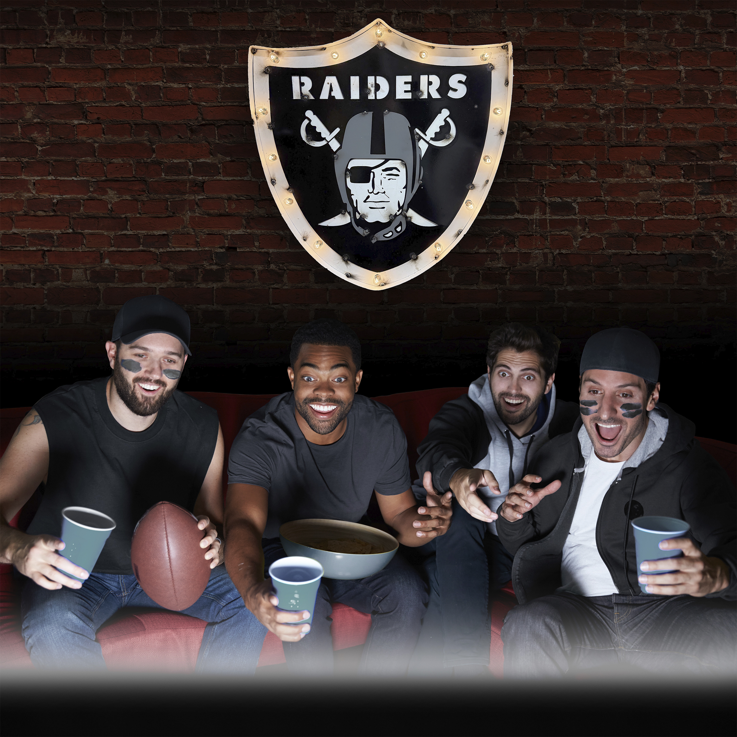 las vegas raiders lighted recycled metal nfl logo sign