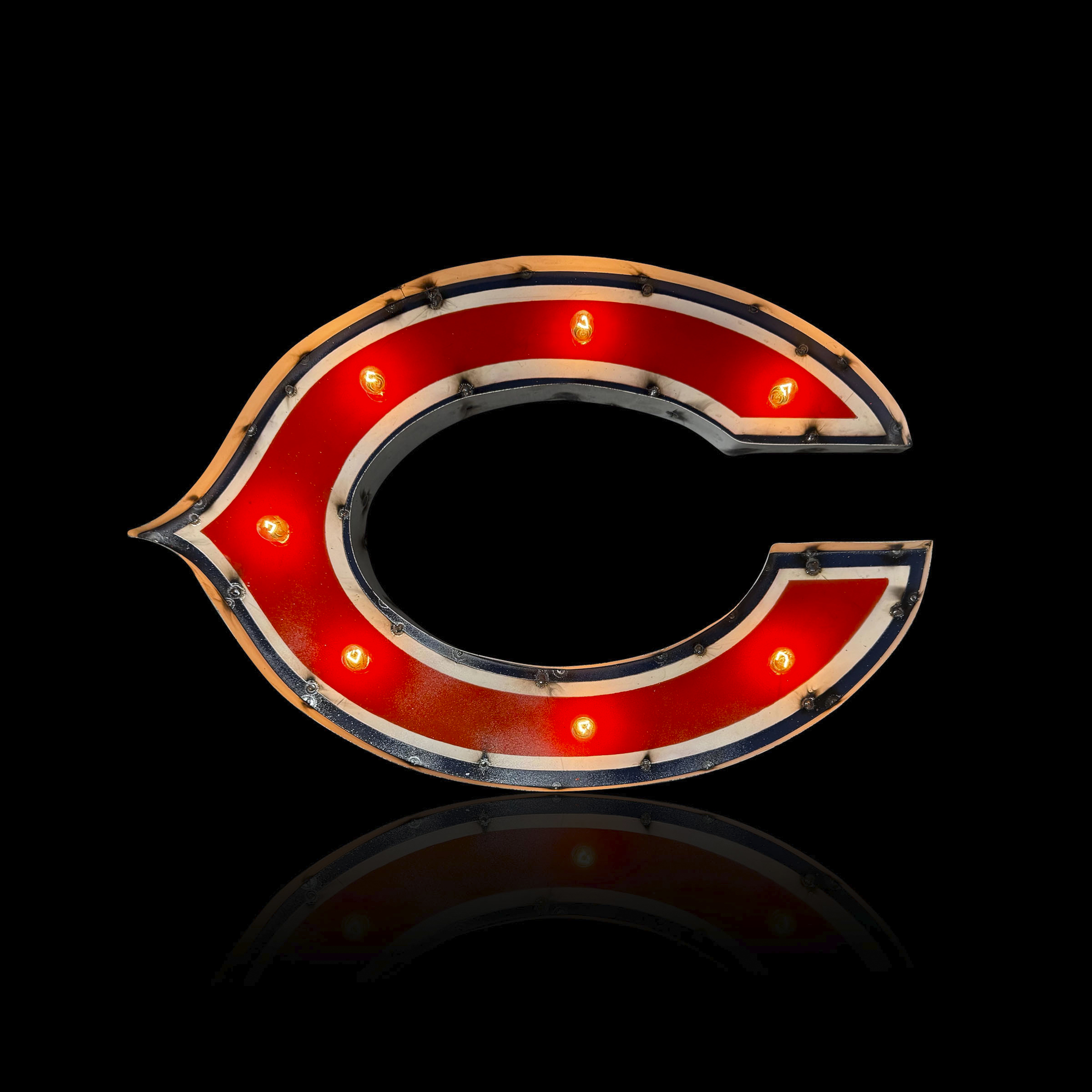 chicago bears recycled metal lighted logo sign nfl licensed