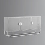 Modern Gray Sideboard with Shelves and Chrome Hardware Finish 16 Modern Gray Sideboard with Shelves and Chrome Hardware Finish
