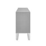 Modern Gray Sideboard with Shelves and Chrome Hardware Finish 13 Modern Gray Sideboard with Shelves and Chrome Hardware Finish