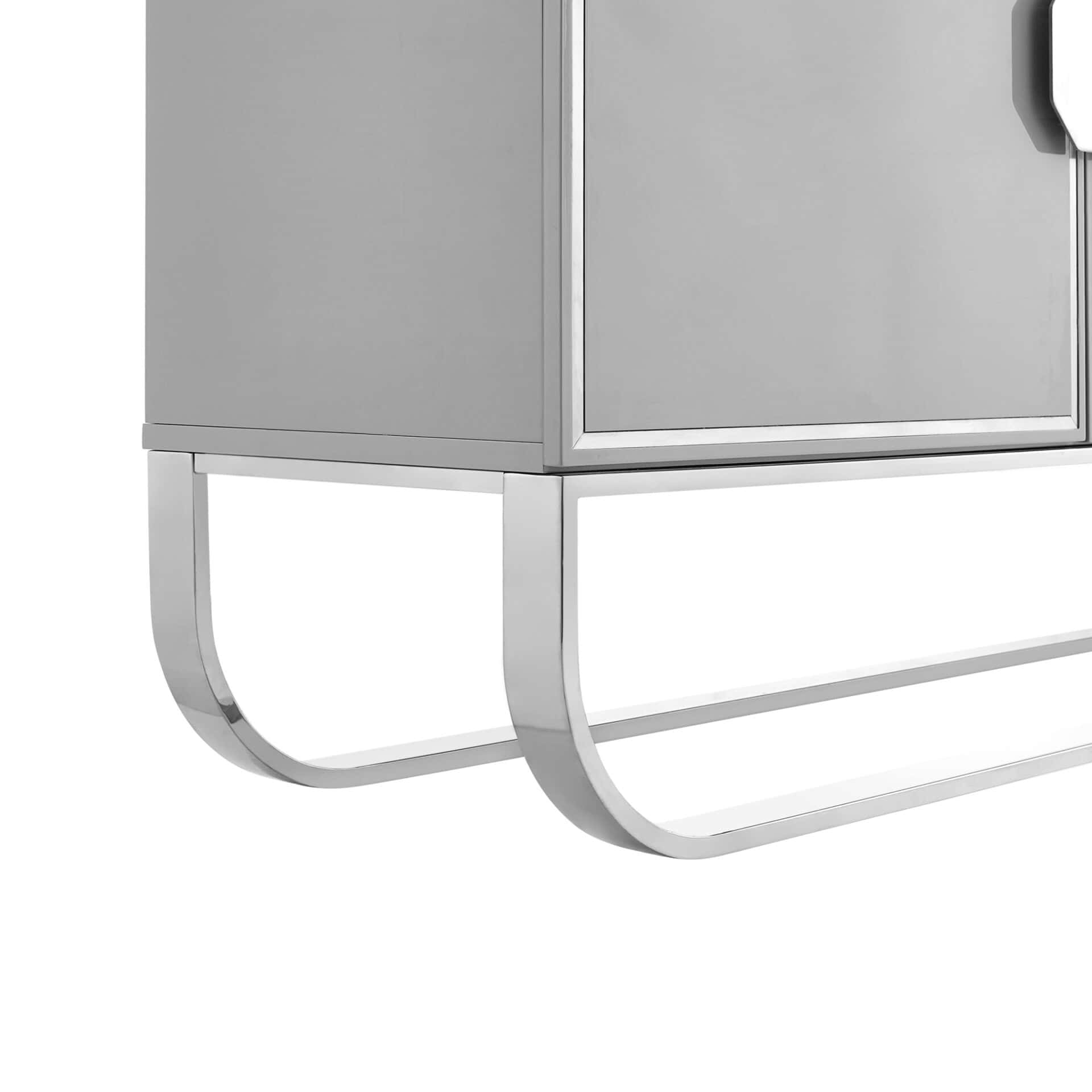 Modern Gray Sideboard with Shelves and Chrome Hardware Finish 6 Modern Gray Sideboard with Shelves and Chrome Hardware Finish - Image 6