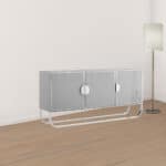 Modern Gray Sideboard with Shelves and Chrome Hardware Finish 11 Modern Gray Sideboard with Shelves and Chrome Hardware Finish