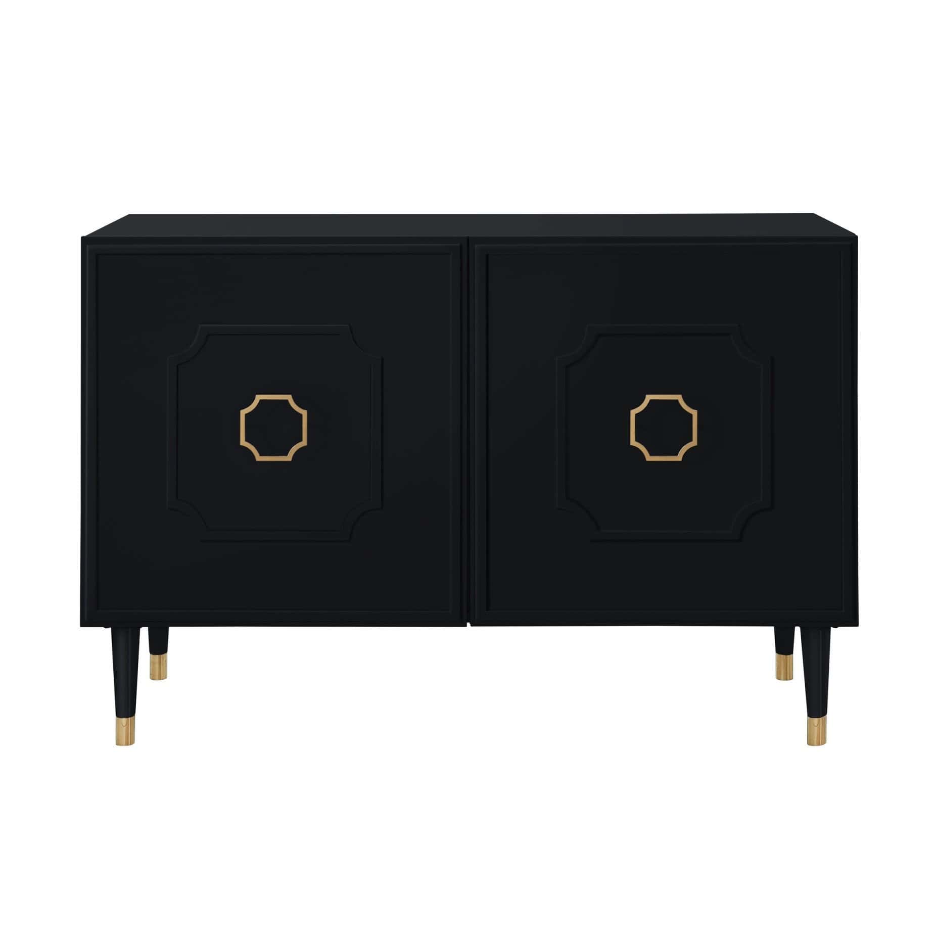 Modern Black Sideboard with Gold Accents and Shelves 1 Modern Black Sideboard with Gold Accents and Shelves