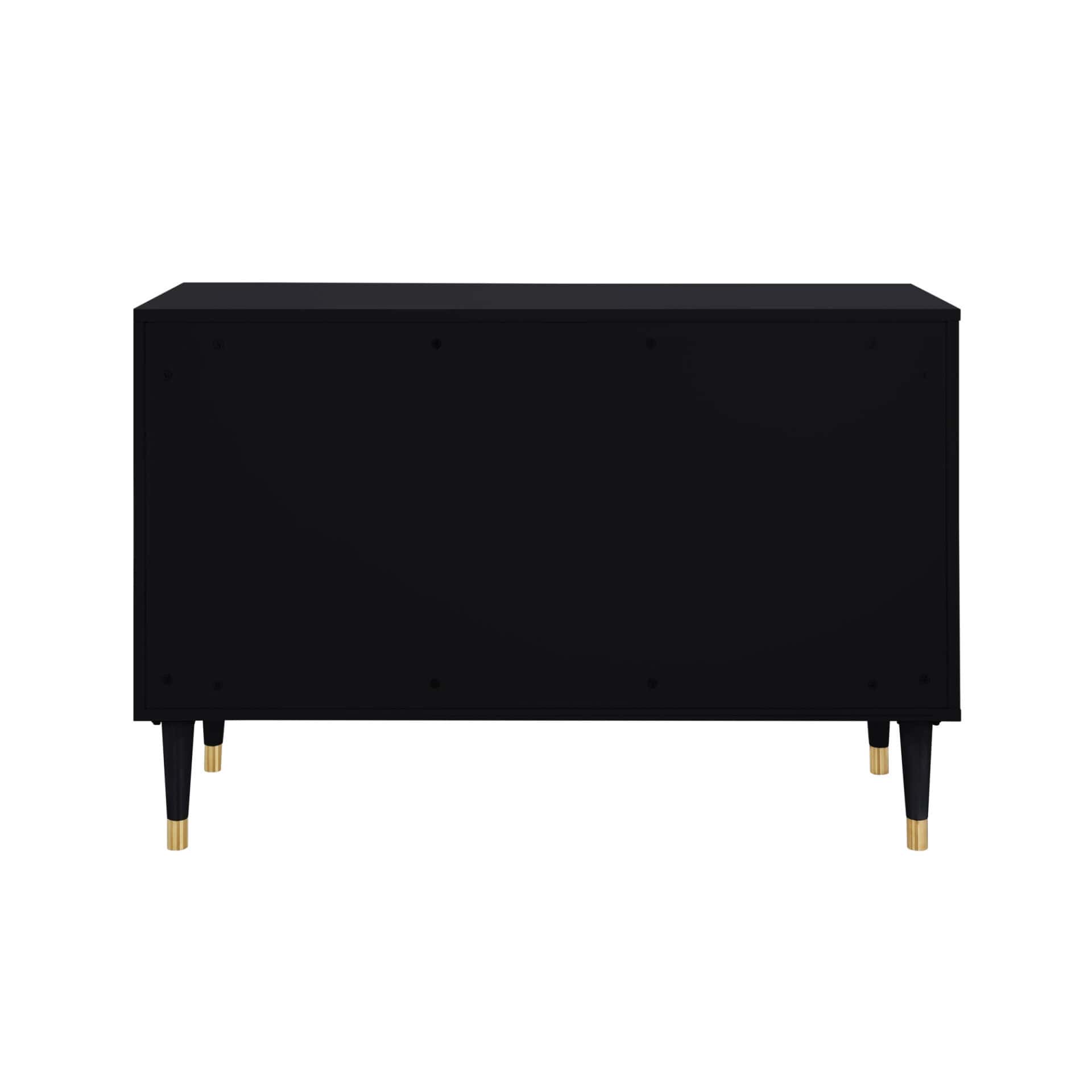 Modern Black Sideboard with Gold Accents and Shelves 5 Modern Black Sideboard with Gold Accents and Shelves - Image 5
