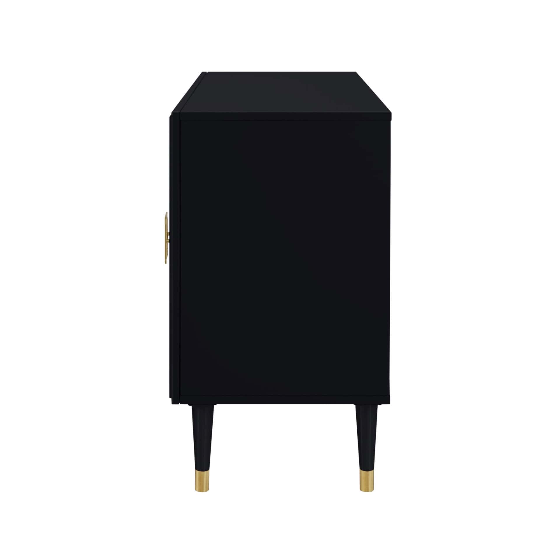 Modern Black Sideboard with Gold Accents and Shelves 6 Modern Black Sideboard with Gold Accents and Shelves - Image 6