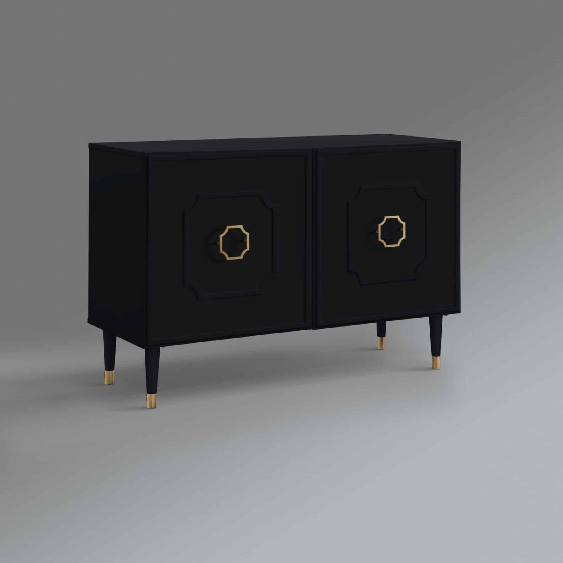 Modern Black Sideboard with Gold Accents and Shelves 8 Modern Black Sideboard with Gold Accents and Shelves - Image 8