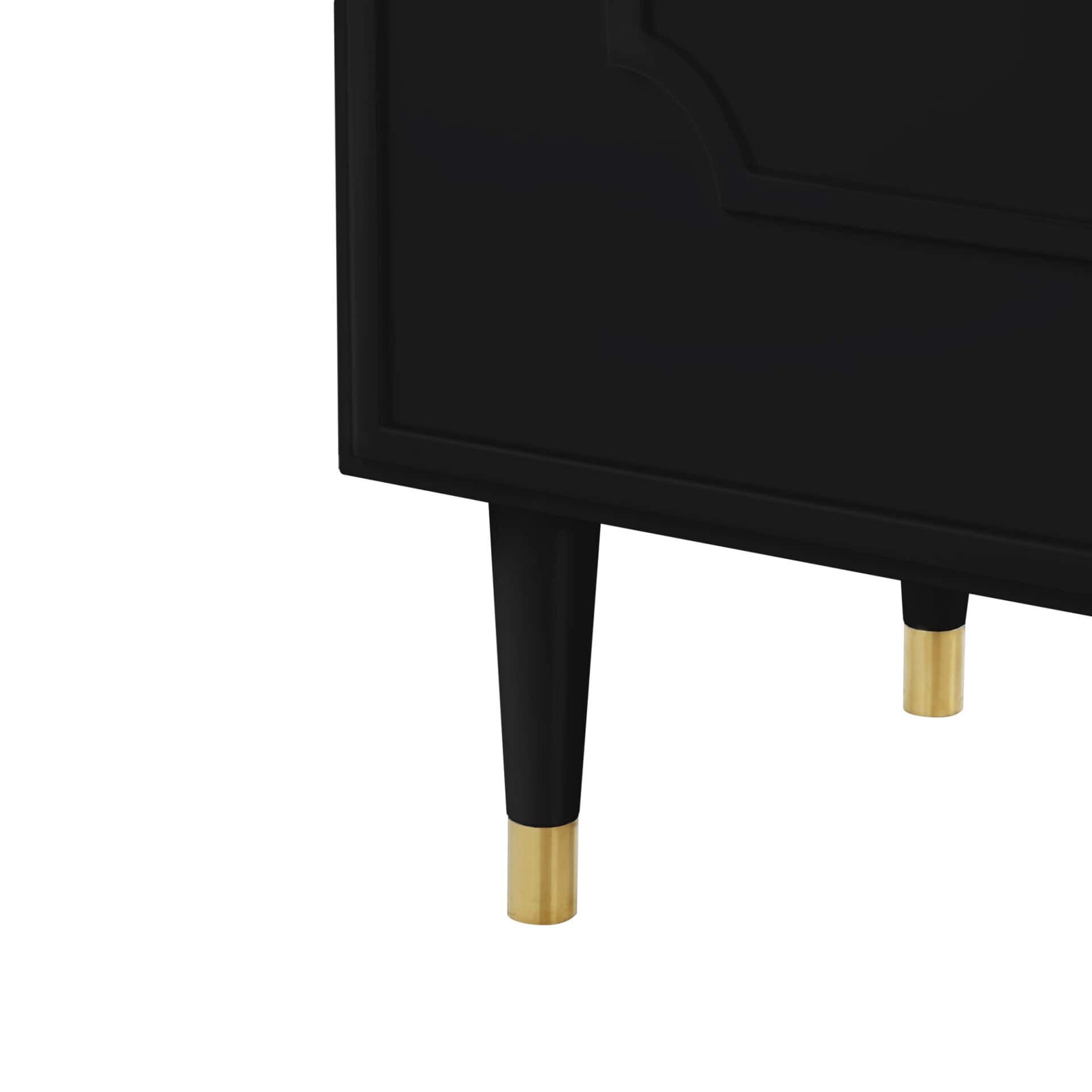 Modern Black Sideboard with Gold Accents and Shelves 7 Modern Black Sideboard with Gold Accents and Shelves - Image 7