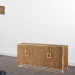 Modern Brown Sideboard with Gold Accents and Shelves 11 Modern Brown Sideboard with Gold Accents and Shelves