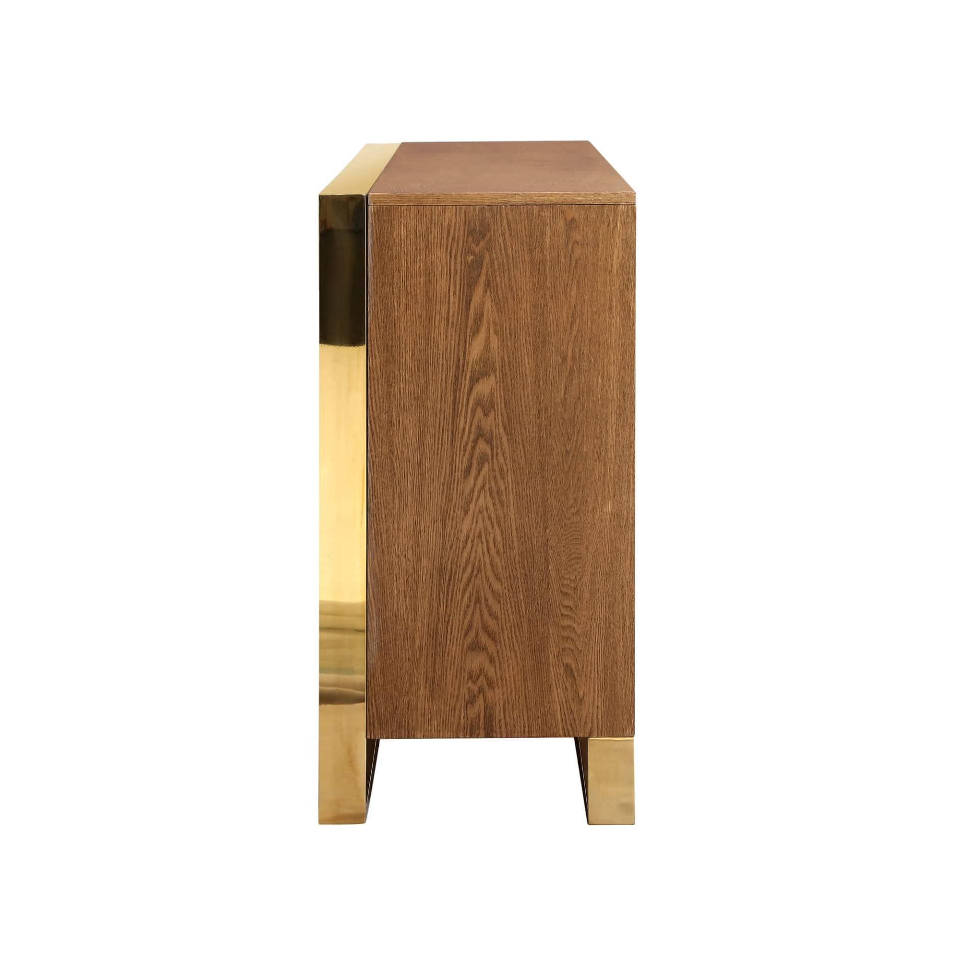 Modern Brown Sideboard with Gold Accents and Shelves 6 Modern Brown Sideboard with Gold Accents and Shelves - Image 6