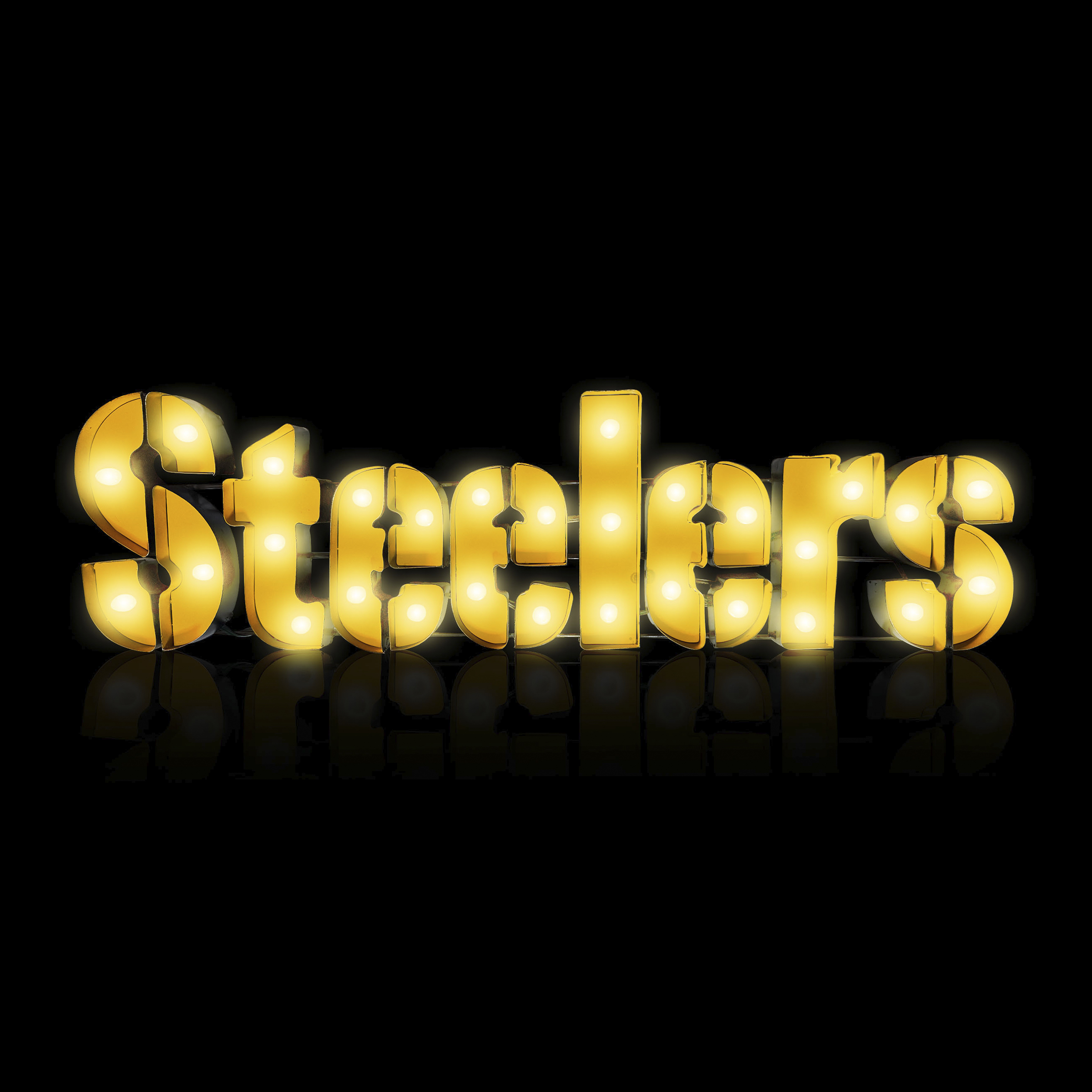 pittsburgh steelers lighted recycled metal wordmark logo sign