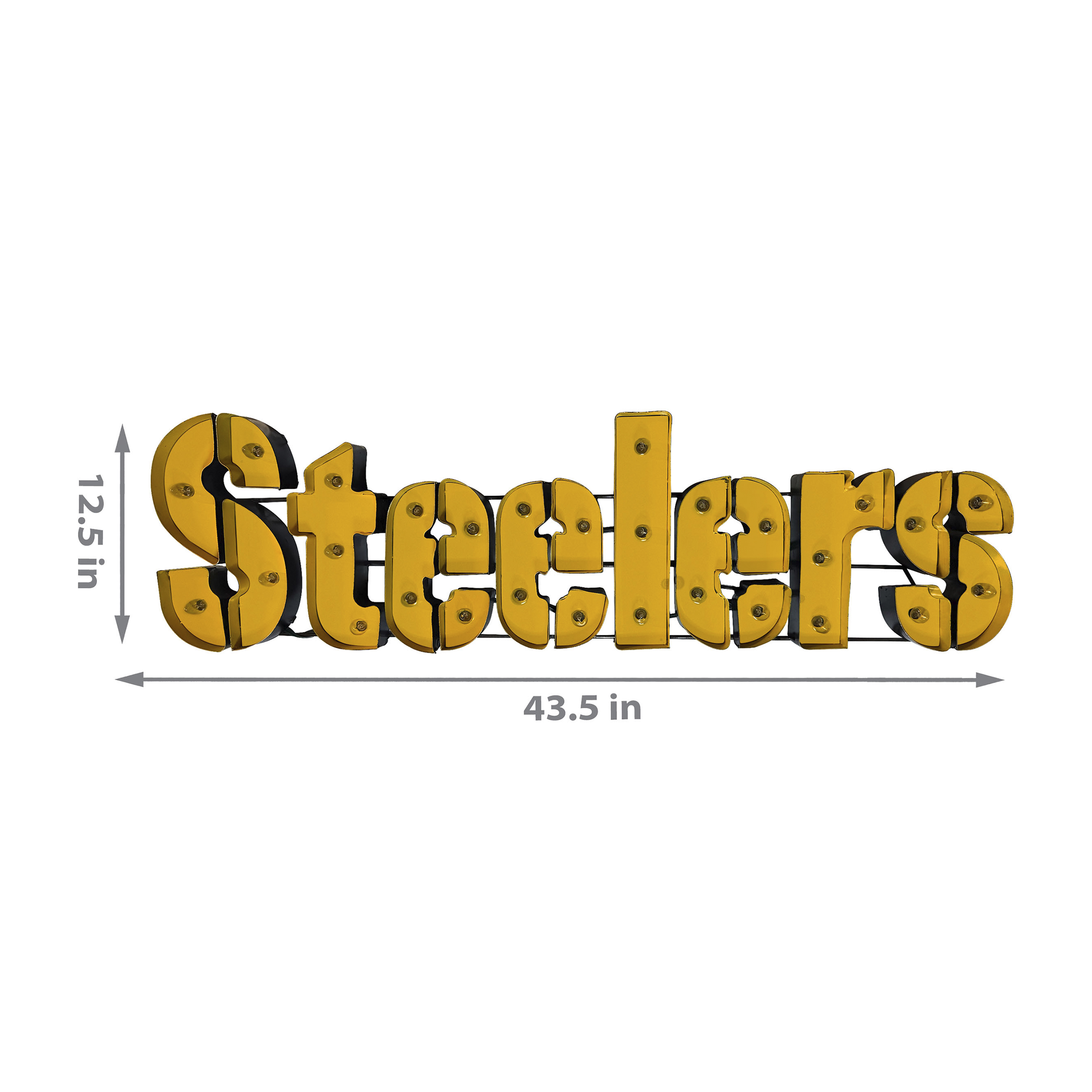 pittsburgh steelers lighted recycled metal wordmark logo sign