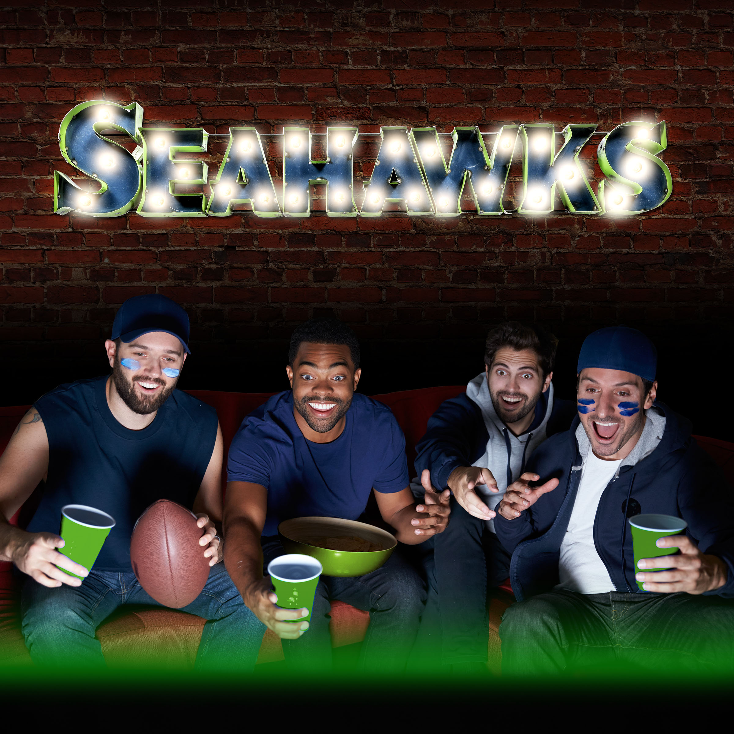 seattle seahawks recycled metal lighted wordmark logo sign