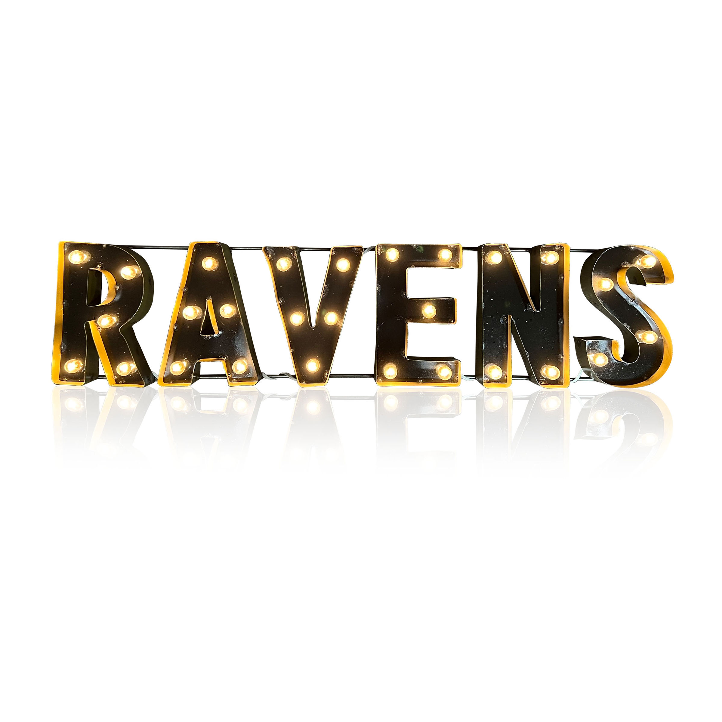 baltimore ravens lighted recycled metal wordmark nfl logo sign