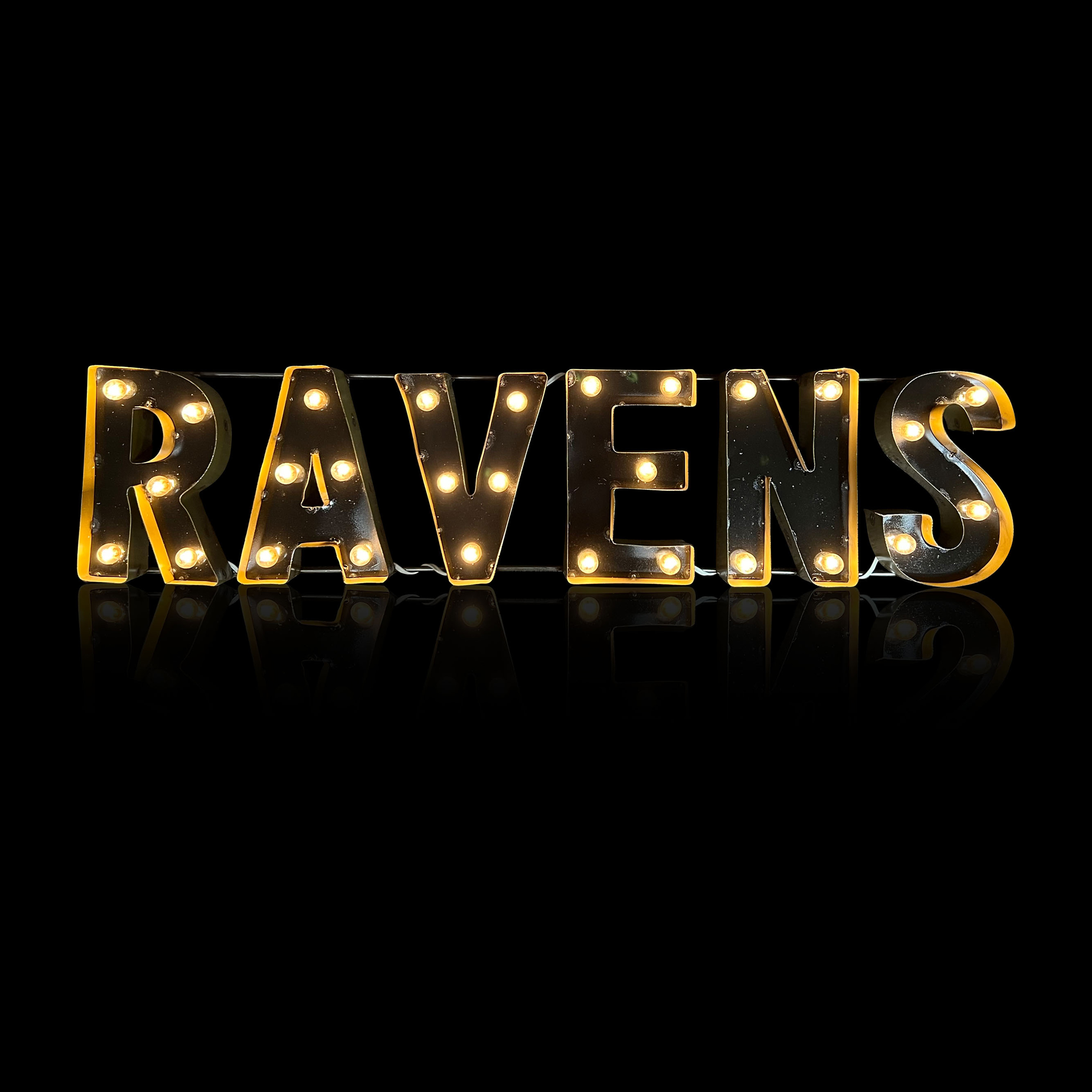 baltimore ravens lighted recycled metal wordmark nfl logo sign