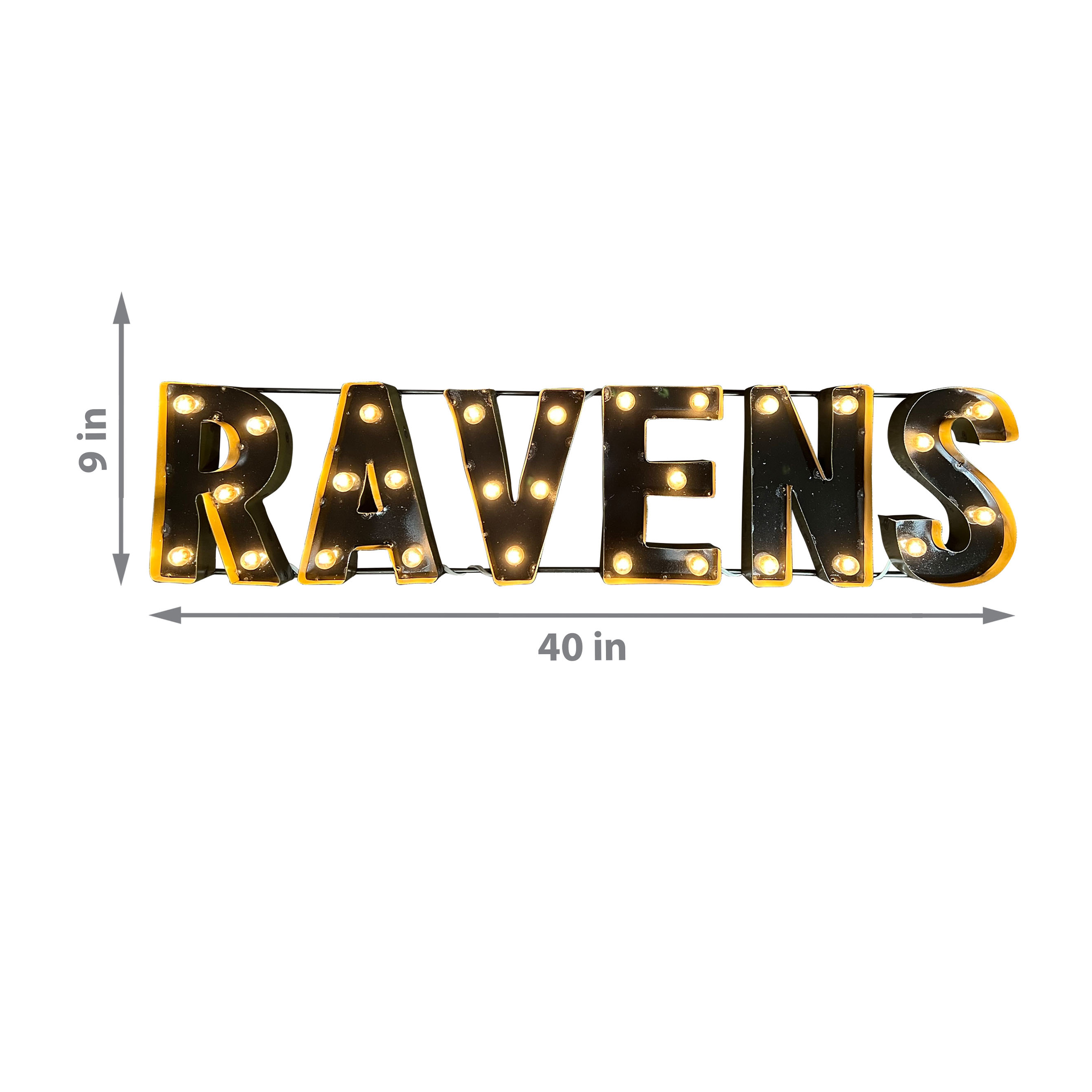 baltimore ravens lighted recycled metal wordmark nfl logo sign