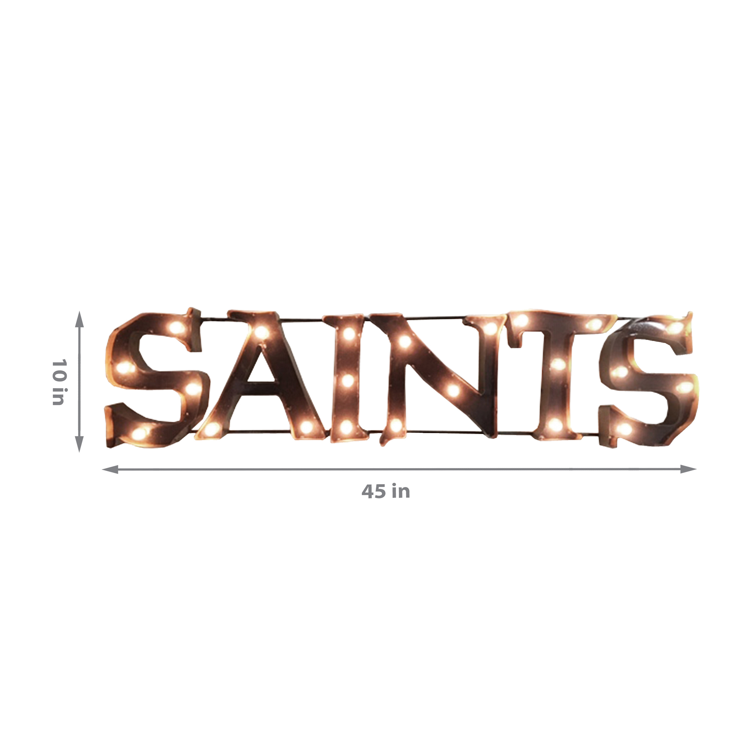 saints lighted recycled metal wordmark sign nfl licensed