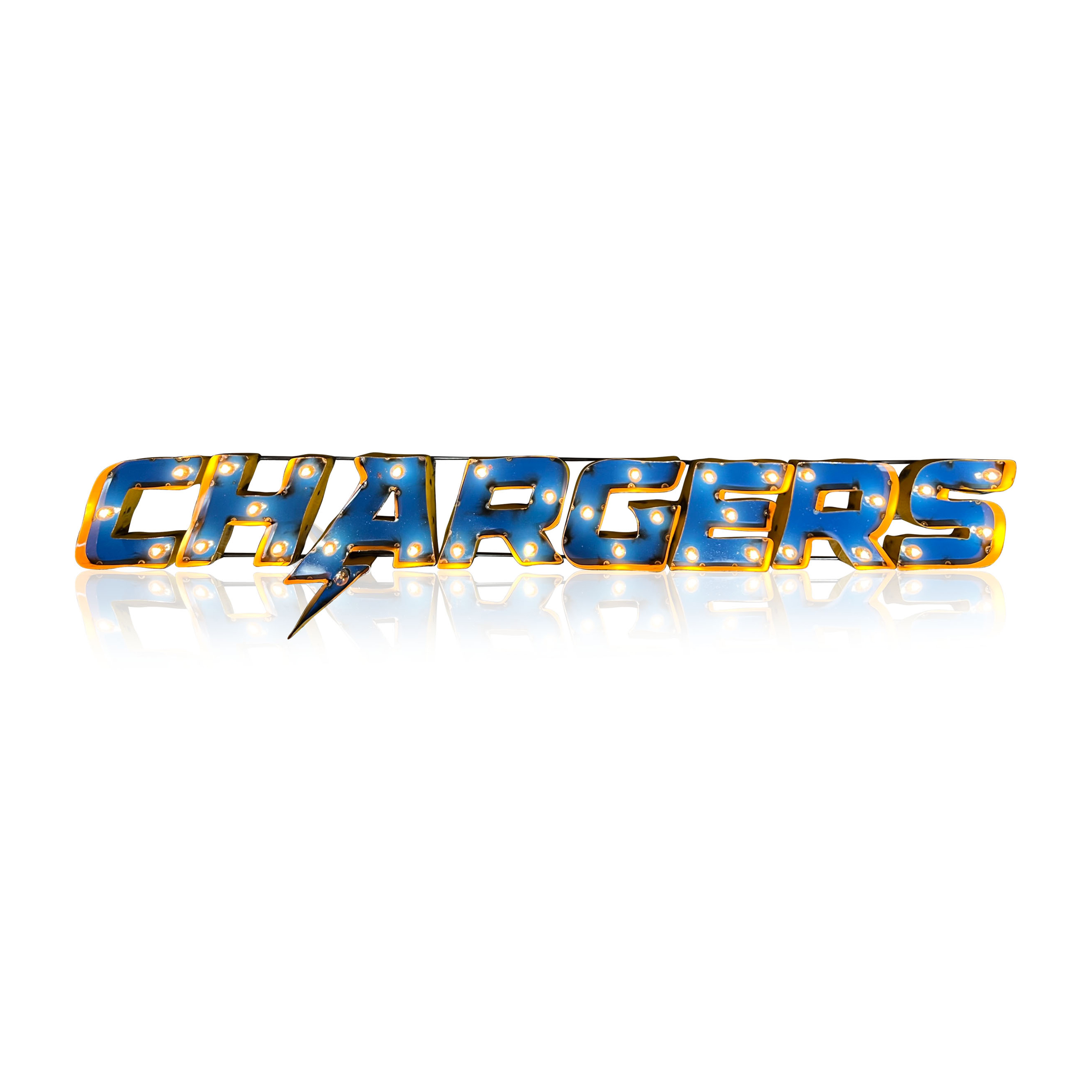 los angeles chargers lighted recycled metal wordmark logo sign