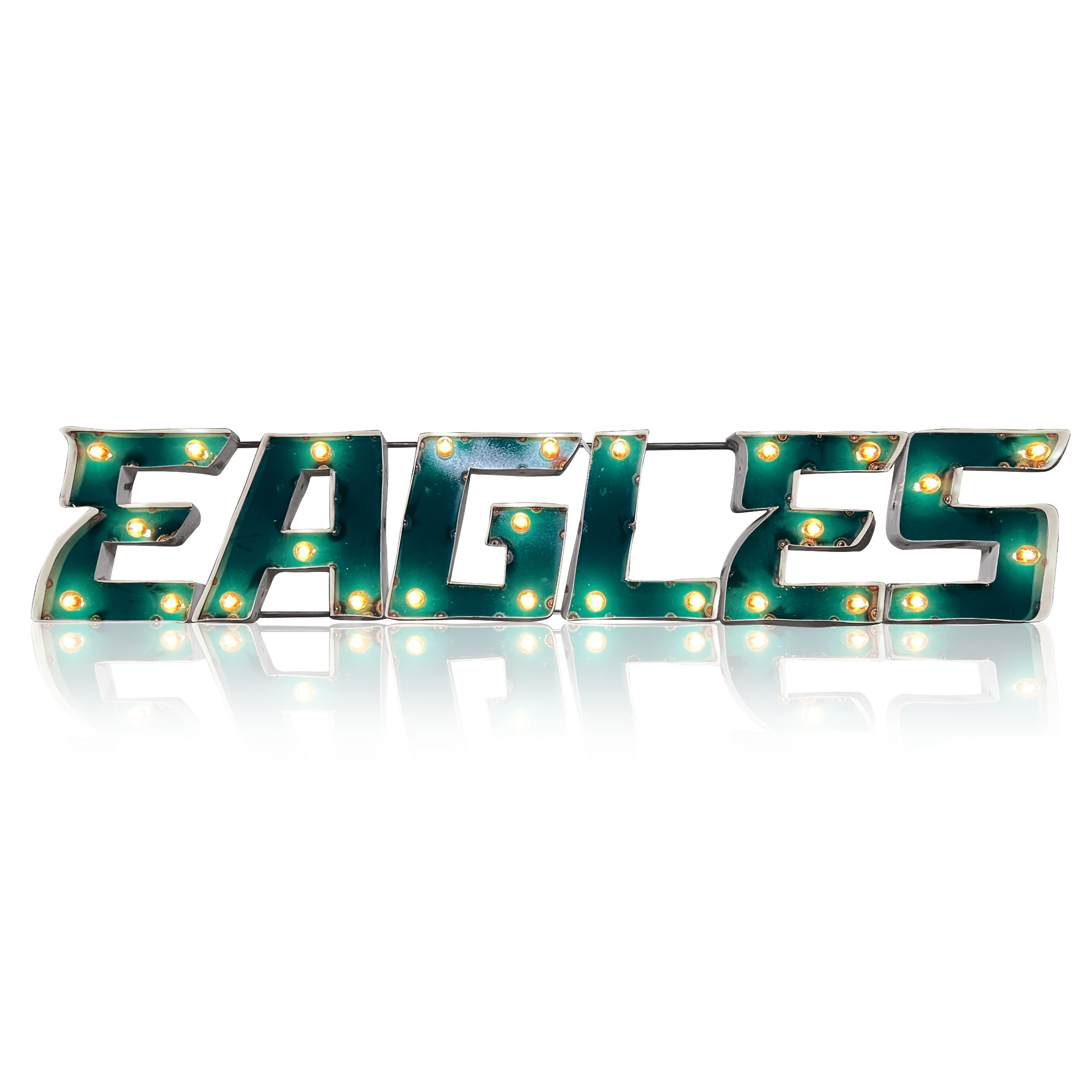 philadelphia eagles lighted recycled metal wordmark logo sign