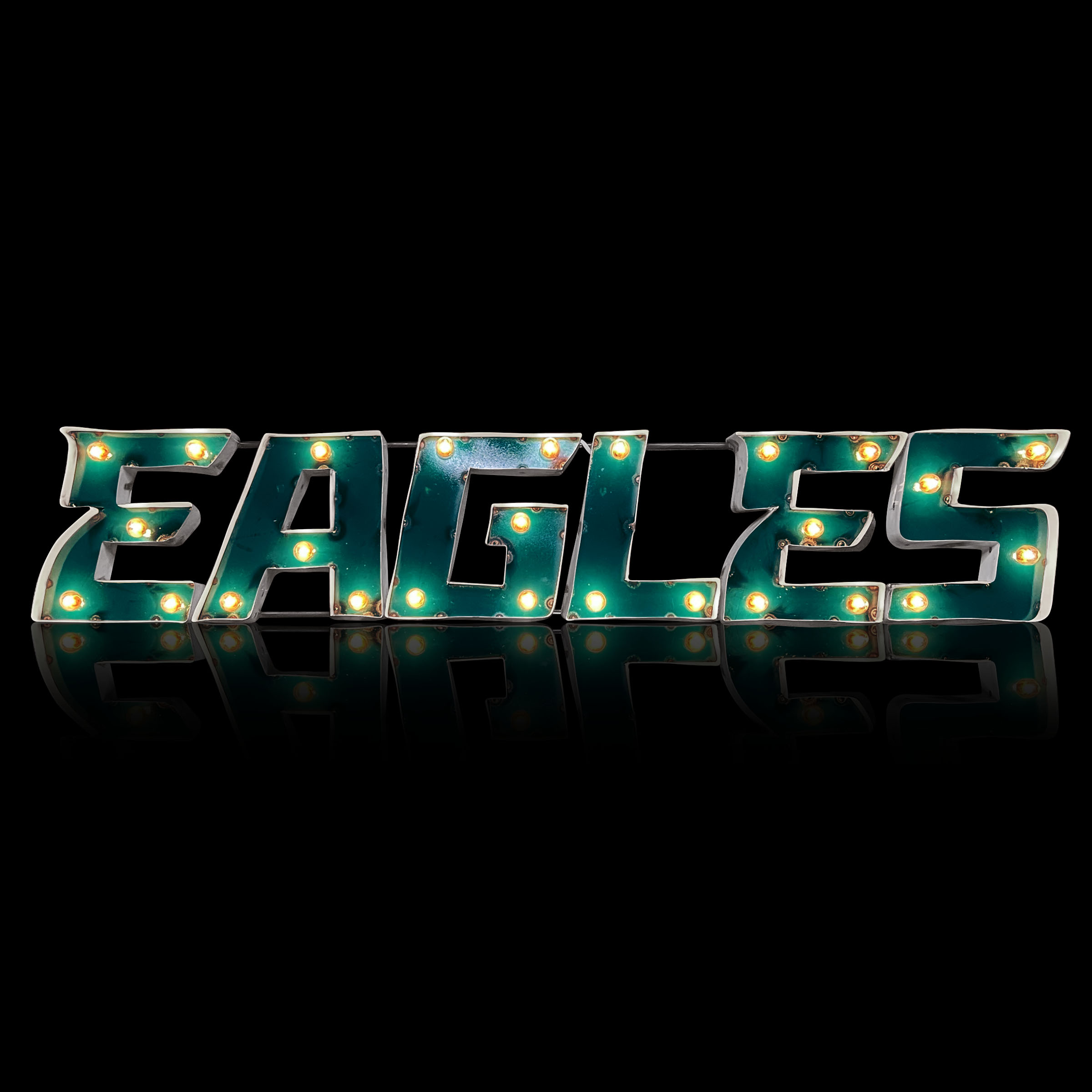philadelphia eagles lighted recycled metal wordmark logo sign