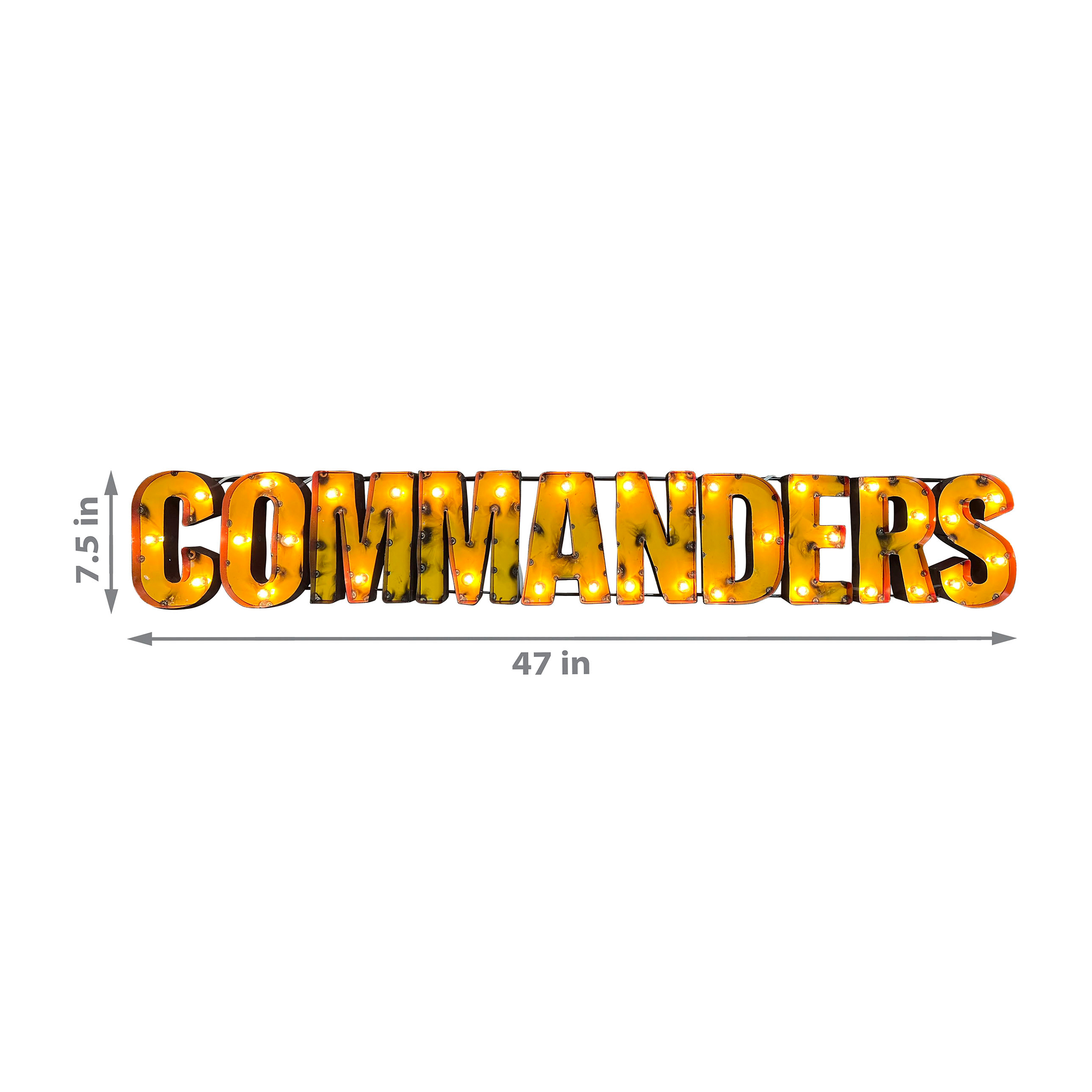 washington commanders lighted recycled metal wordmark logo sign