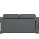 Gray and Silver Italian Leather Loveseat with Steel Legs
