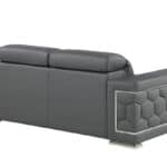 Gray and Silver Italian Leather Loveseat with Steel Legs