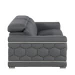 Gray and Silver Italian Leather Loveseat with Steel Legs