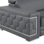 Gray and Silver Italian Leather Loveseat with Steel Legs