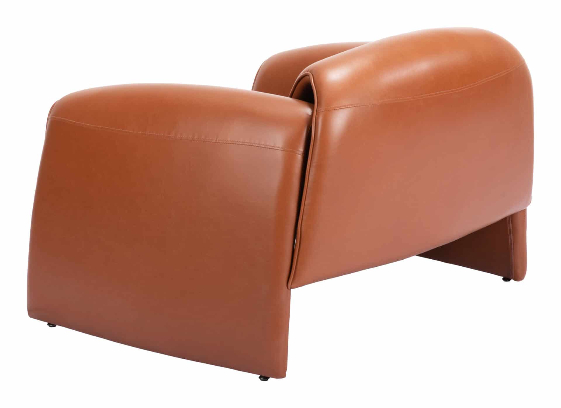 Modern Brown Faux Leather Chair with Steel Frame and Armrests 7 Modern Brown Faux Leather Chair with Steel Frame and Armrests - Image 7