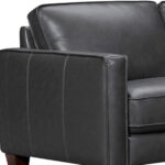 Black Leather L-Shaped Corner Sectional with Square Arms
