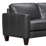 Black Leather L-Shaped Corner Sectional with Square Arms