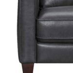 Black Leather L-Shaped Corner Sectional with Square Arms