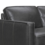 Black Leather L-Shaped Corner Sectional with Square Arms