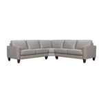 Gray Leather L Shaped Three Piece Corner Sectional Sofa