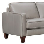 Gray Leather L Shaped Three Piece Corner Sectional Sofa