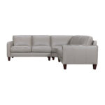 Gray Leather L Shaped Three Piece Corner Sectional Sofa