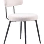 Ivory Shearling Dining Chair with Black Steel Frame (Set of 2)